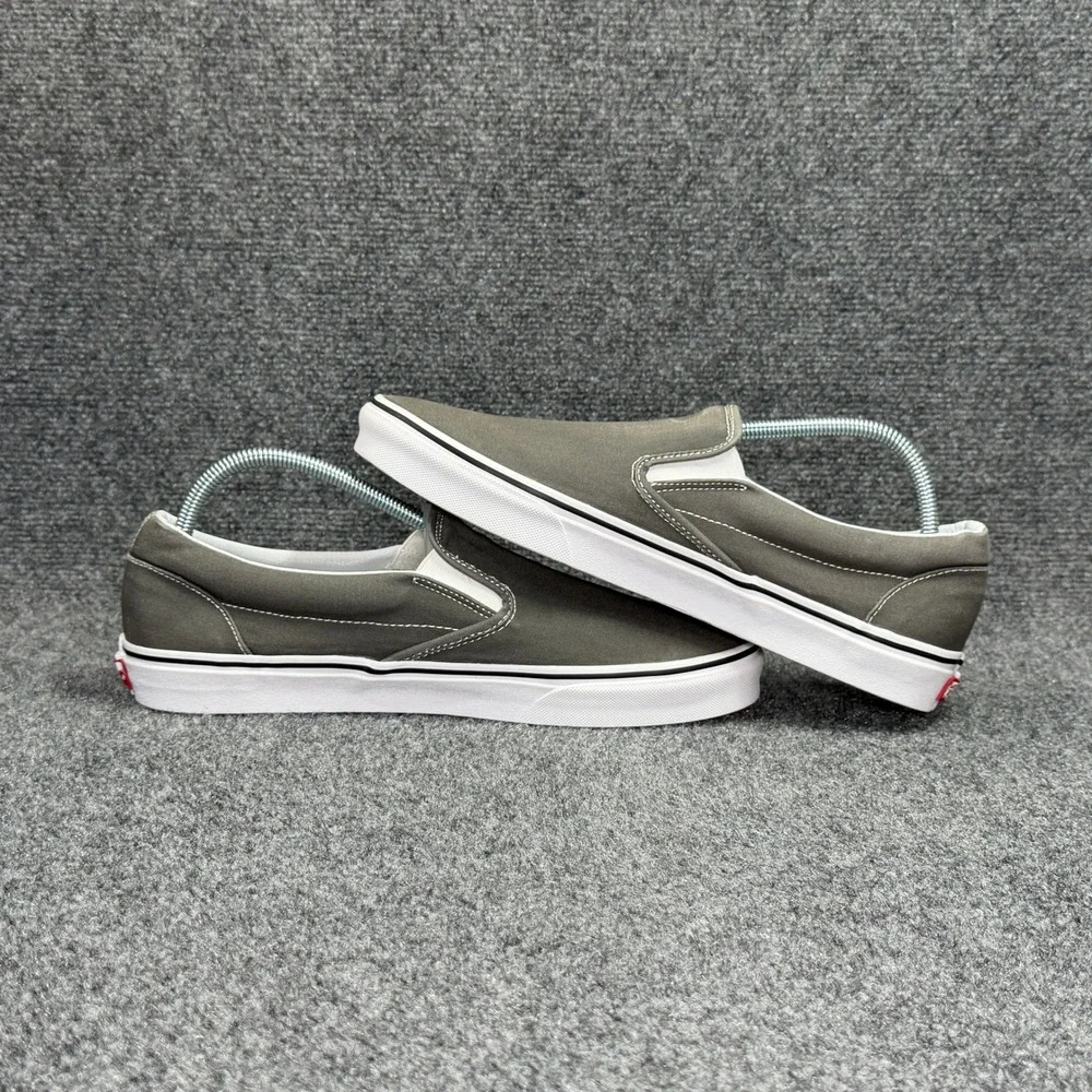 Vans Classic Slip On Shoe Men 13 Grey Canvas Retro Athletic Casual Skate Sneaker